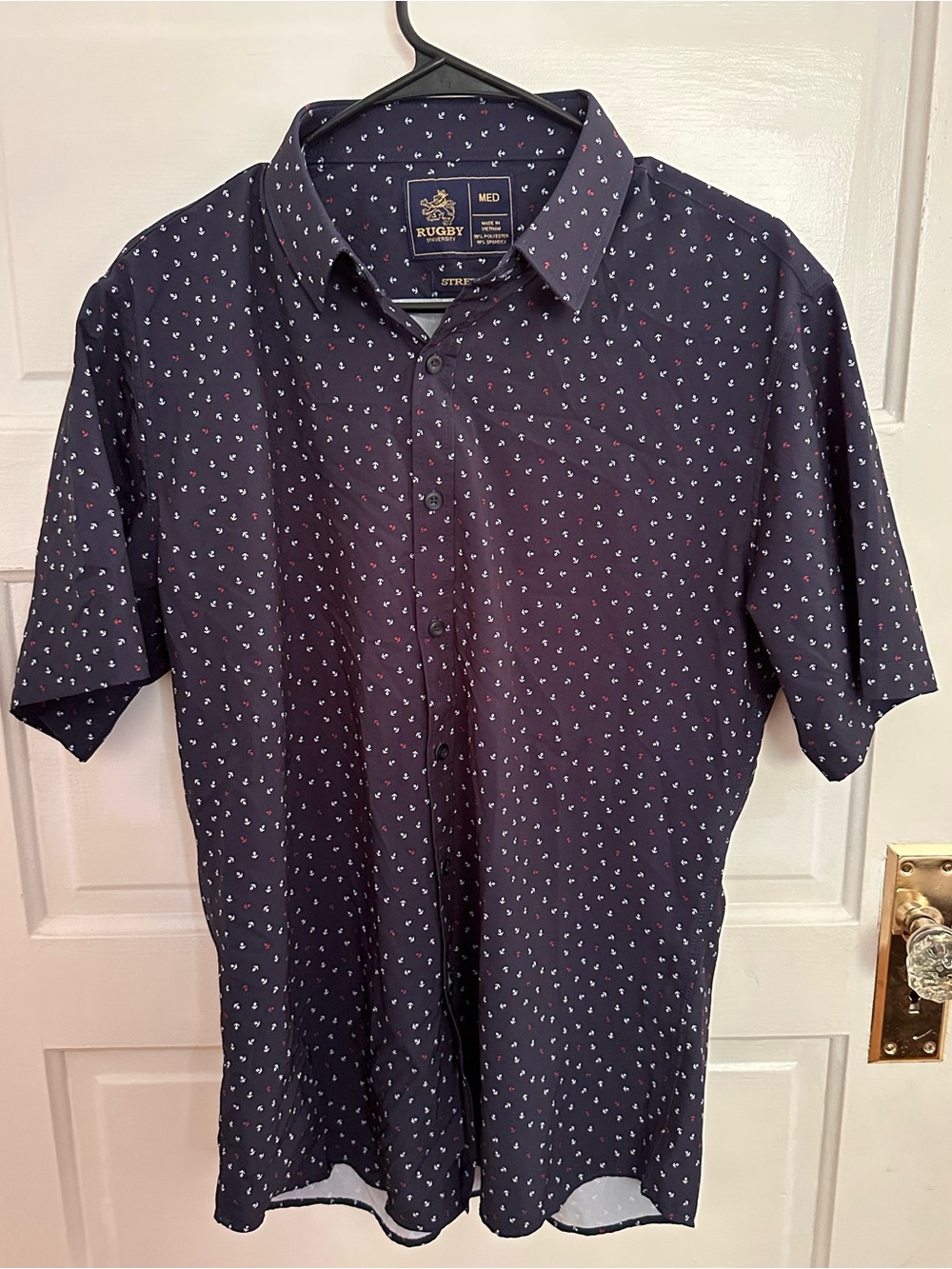Rugby Navy Short-Sleeve Printed Button-Down Shirt